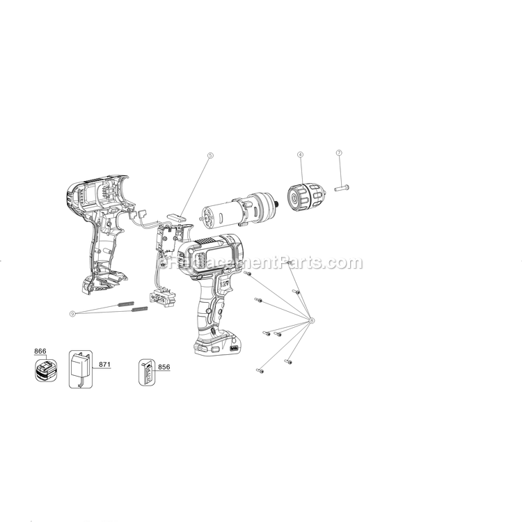 Black and Decker BDCD12BC (Type 1) Shell 12v Drill Power Tool Page A Diagram